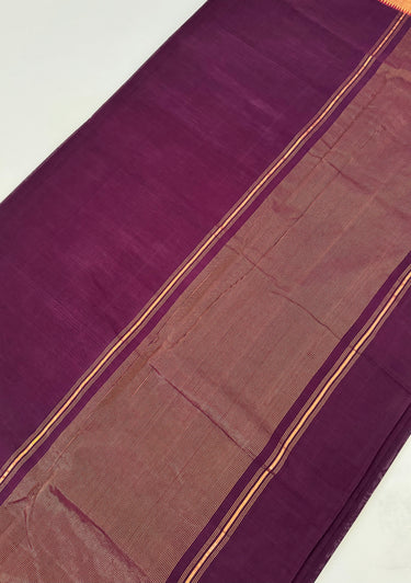 Handwoven Mangalgiri Cotton Saree | Deep Purple | Gold Zari | Ships from California